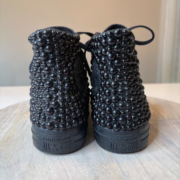Converse Women's Black and Gold Bling Rhinestone All Star Sneakers US Size 8 - Picture 9 of 12